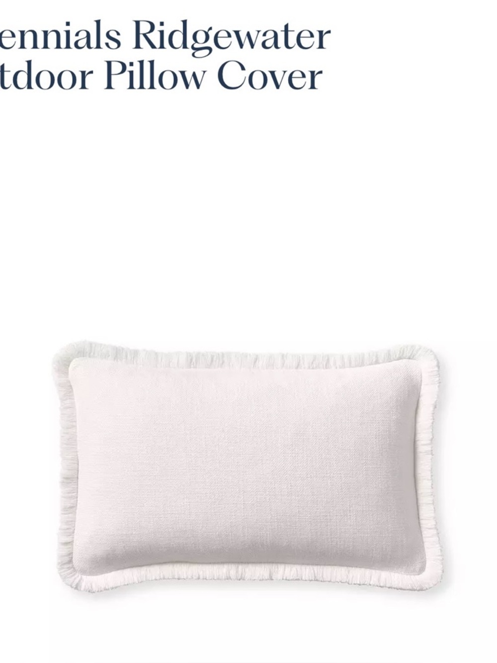 NEW Serena & Lily Perennials Ridgewater Outdoor Pillow Cover (12”x18”)-White